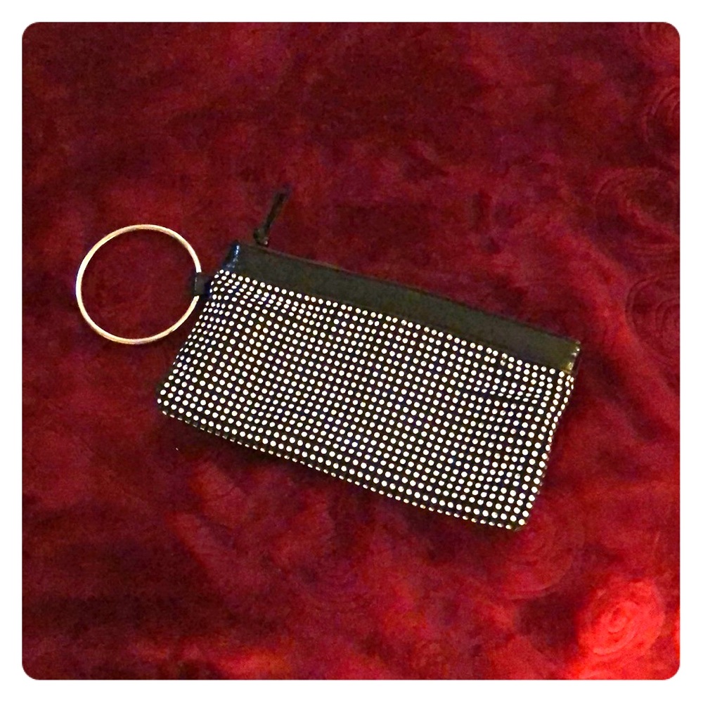 Black Rhinestone Patent Leather wristlet